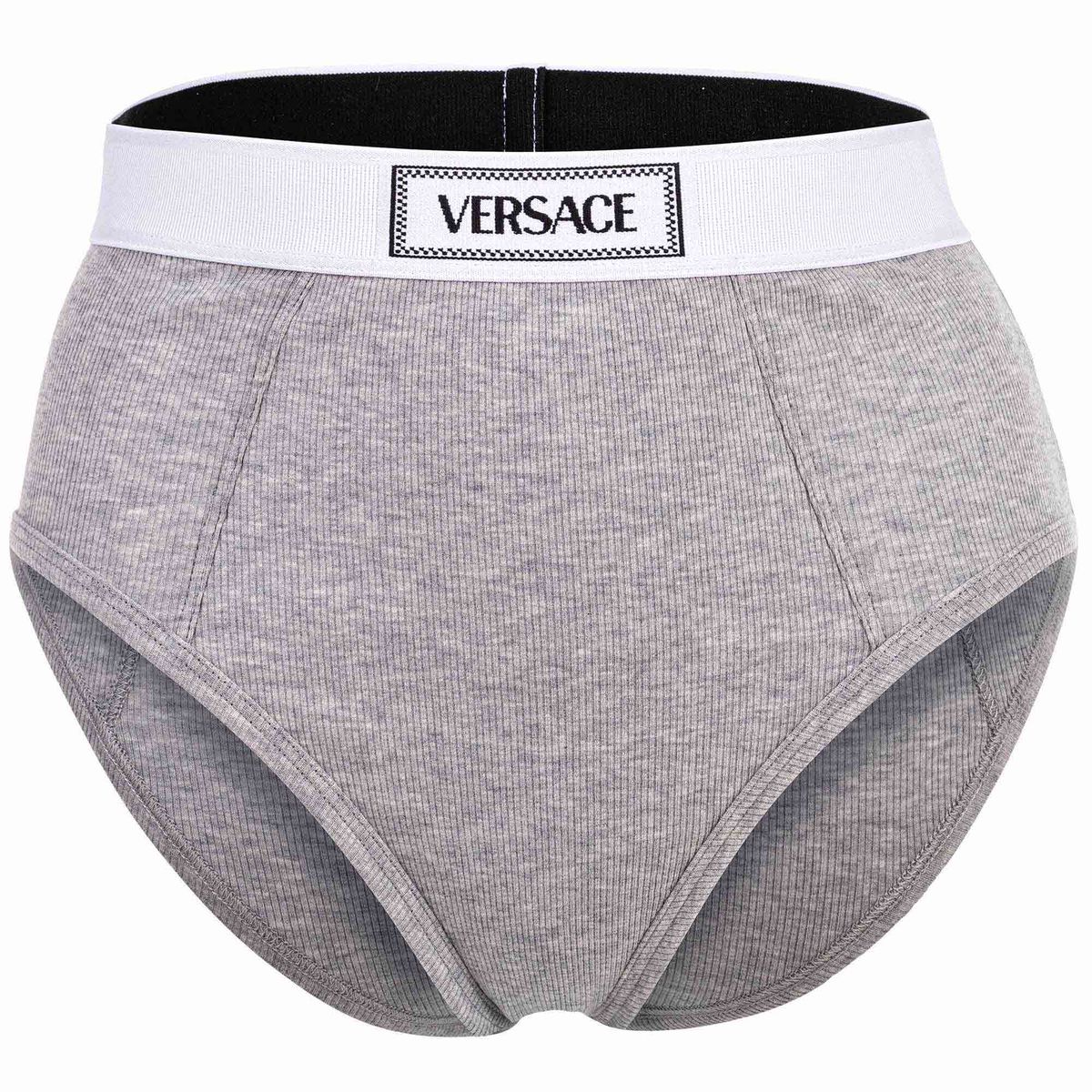 Gerippter Slip mit hohem Bund und Logo