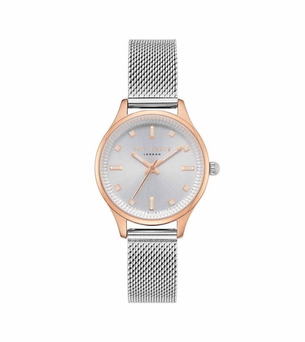 Silberne Mesh-Armbanduhr analog