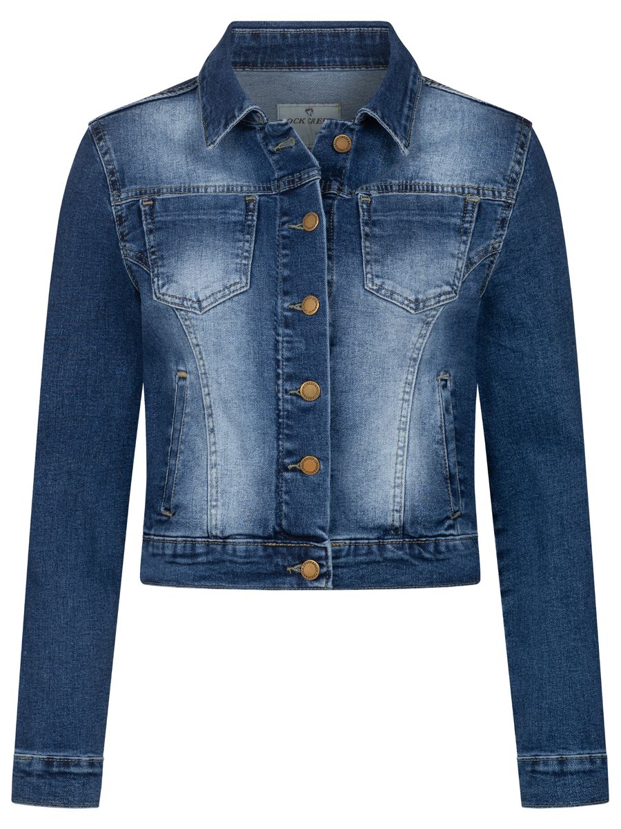 Kurze Jeansjacke mit Knopfverschluss