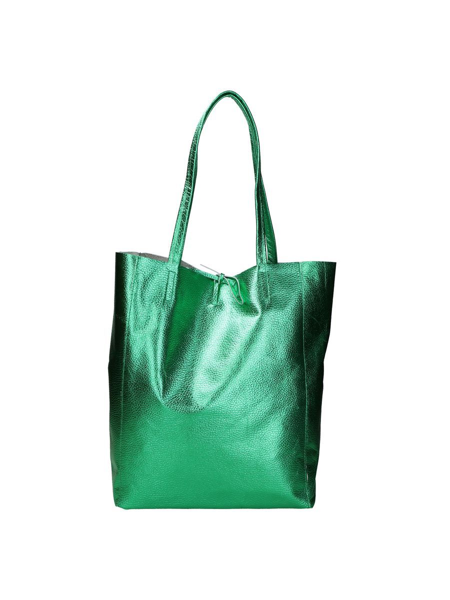 Metallic Leder Shopper Tote Bag