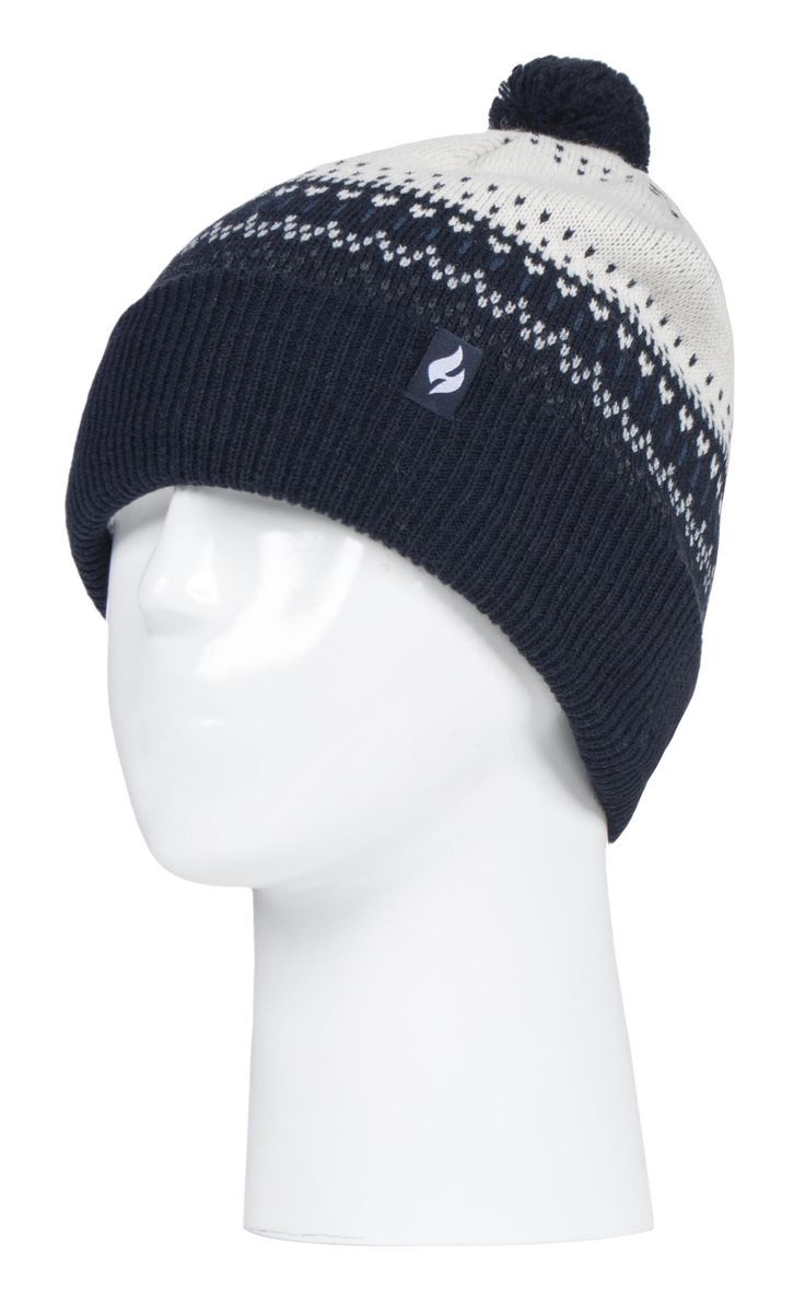Fair Isle Strick Bommelmütze