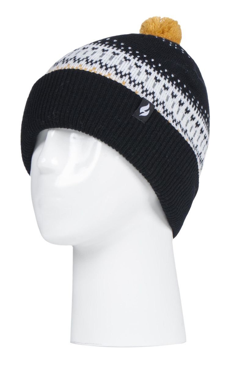 Fair Isle Strick Bommelmütze