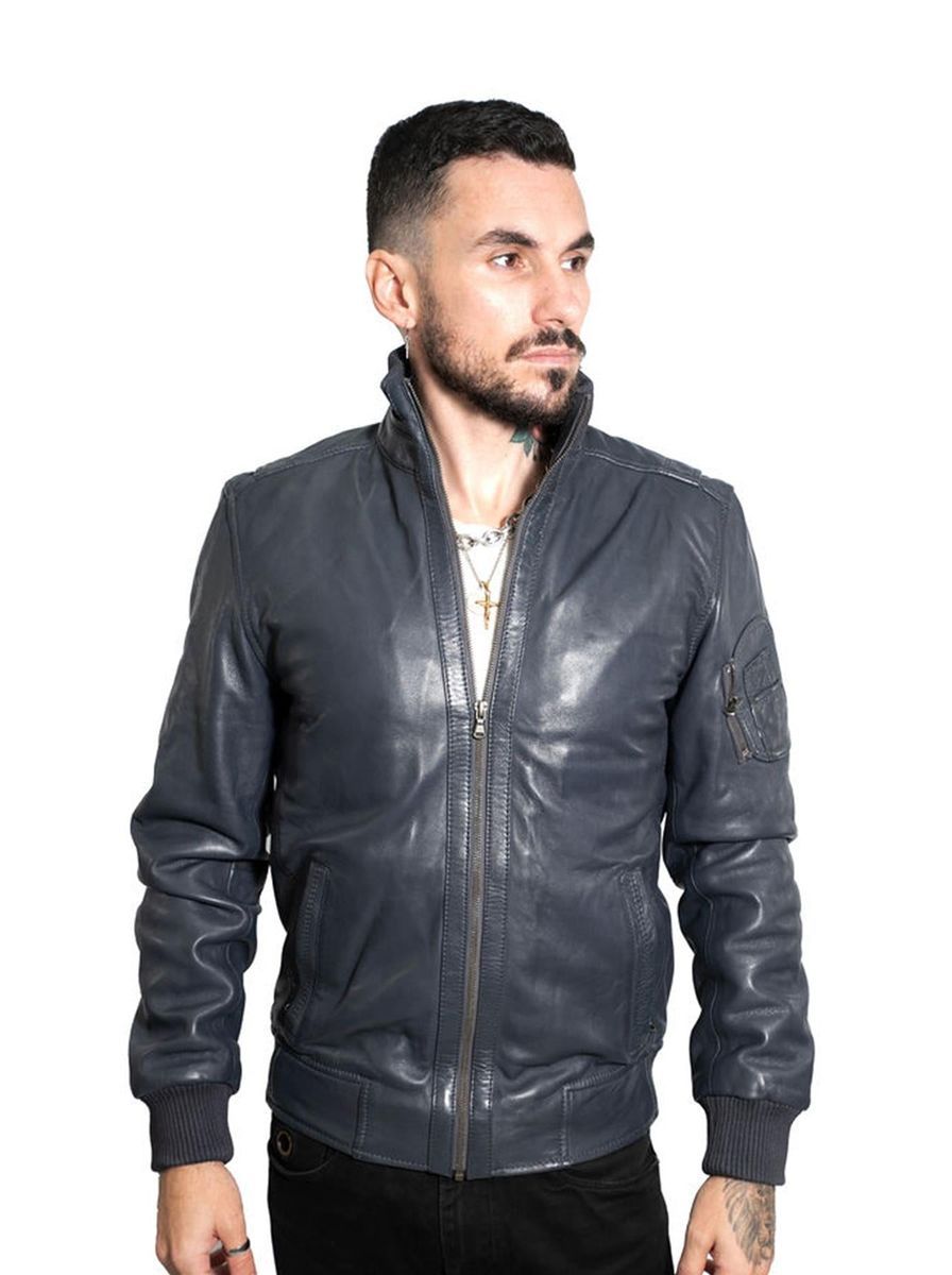 Herren-Lederbomberjacke