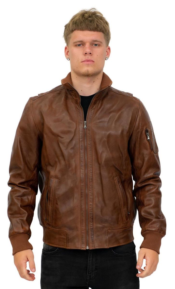 Herren-Lederbomberjacke