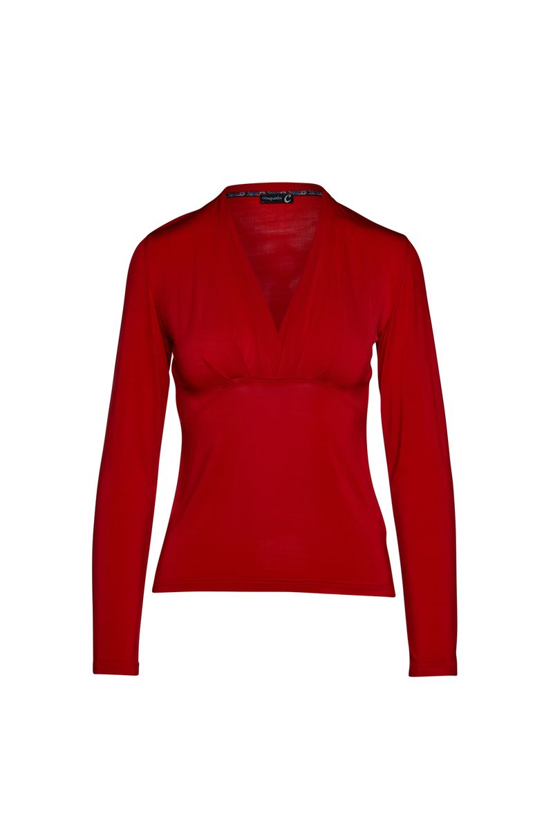 Rotes Langarm-Faux-Wickeloberteil