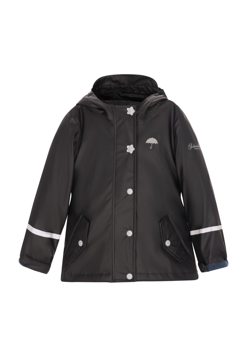 Kinder Regenjacke Schwarz mit Kapuze