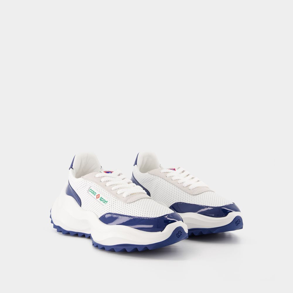 Leder-Sneaker mit Wellenförmiger Plateausohle