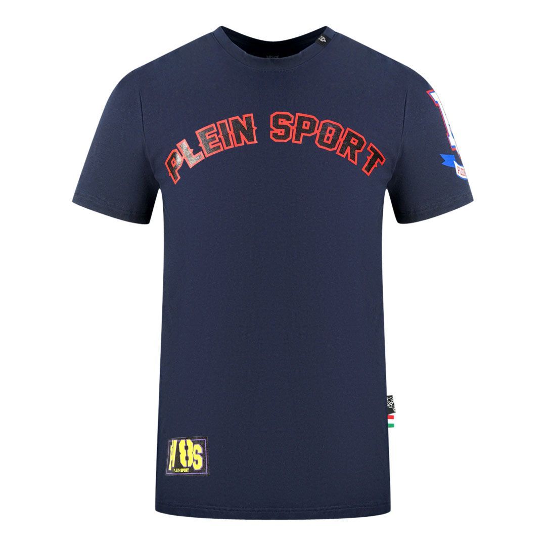 Plein Sport Marineblaues T-Shirt mit Logo-Print