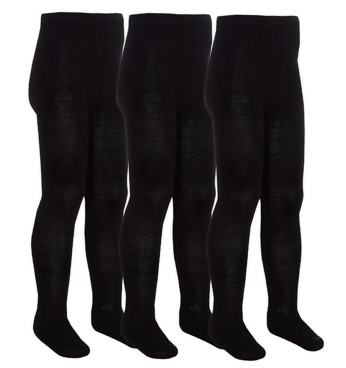 3 Paar Multipack Mädchen Bambus Schulstrumpfhosen | Socken Snob | Fußende weiche einfarbige Strumpfhosen in Schwarz, Grau, Weiß, Marineblau - Schwarz