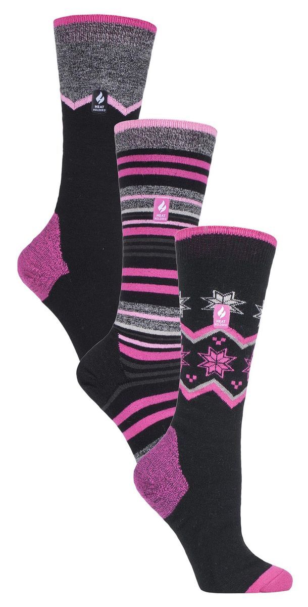 3 Paar Assorted Multipack Ultra Lite Womens Ski Socks | Heat Holders | Womens Funky Retro Knee High Socks - Mix 2