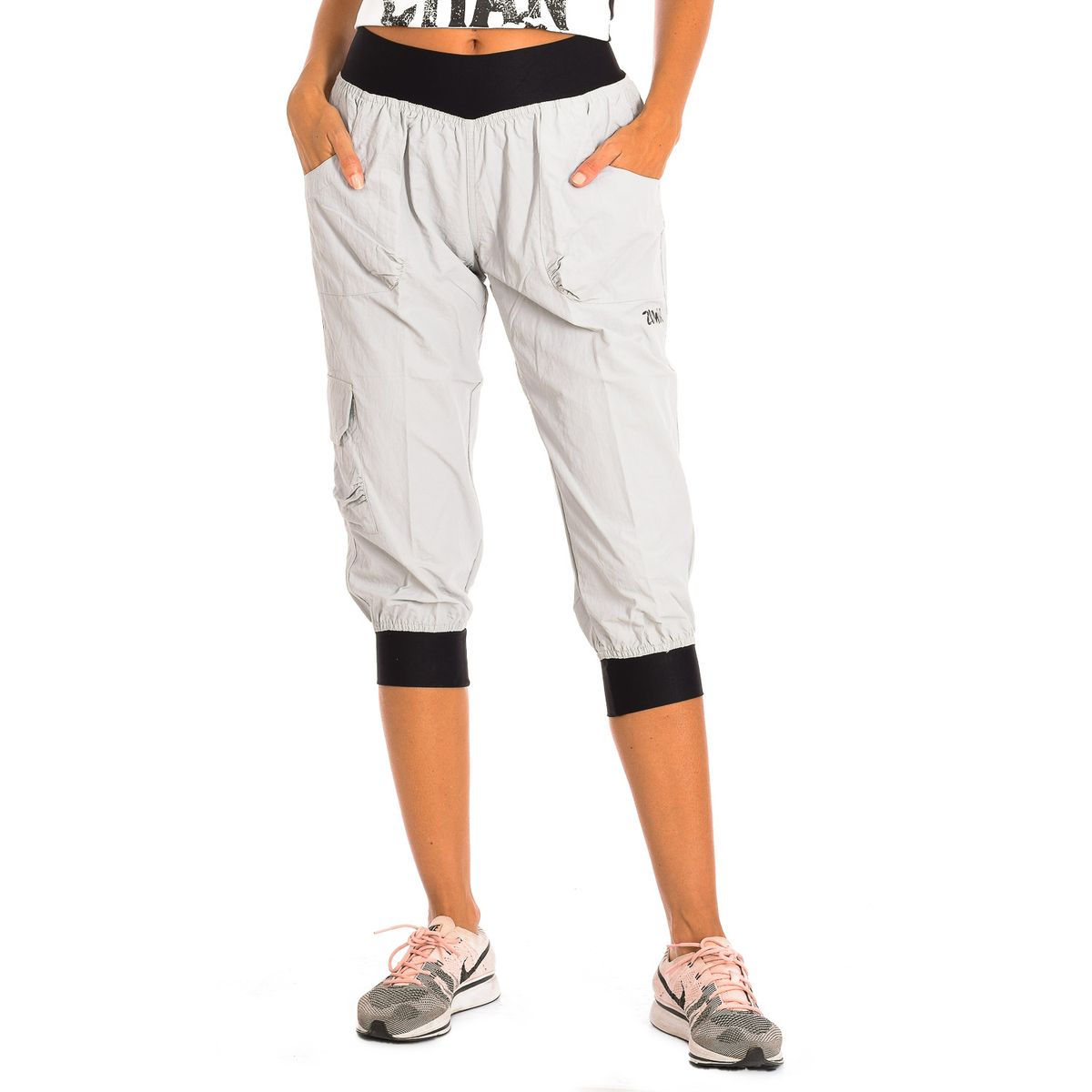 Wasserabweisende Cargo-Caprihose mit hohem Bund