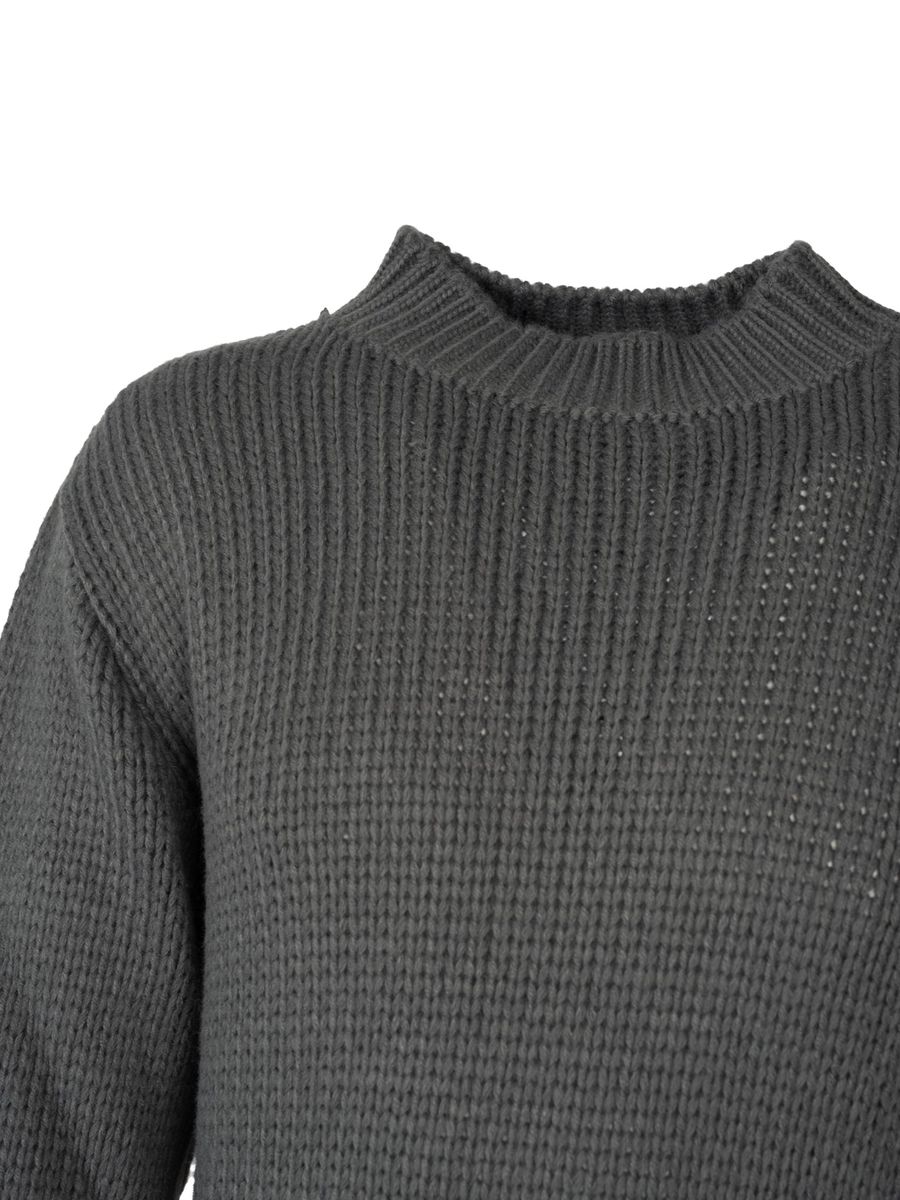 Strukturierter Strickpullover mit Stehkragen