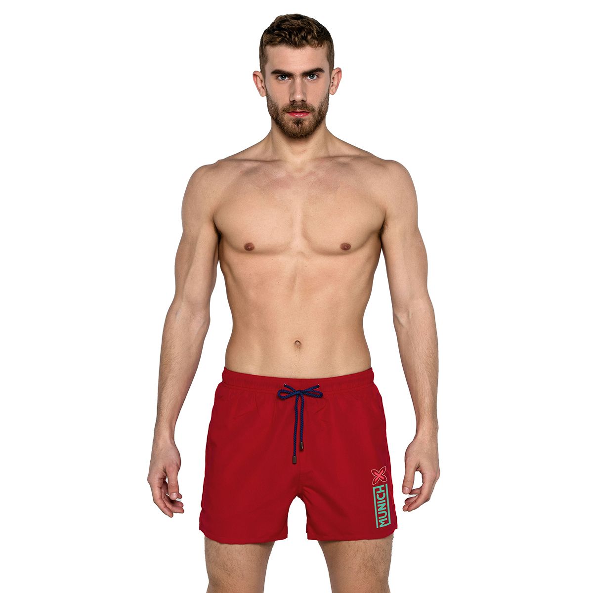 Kurze Herren-Badeshorts mit Logo