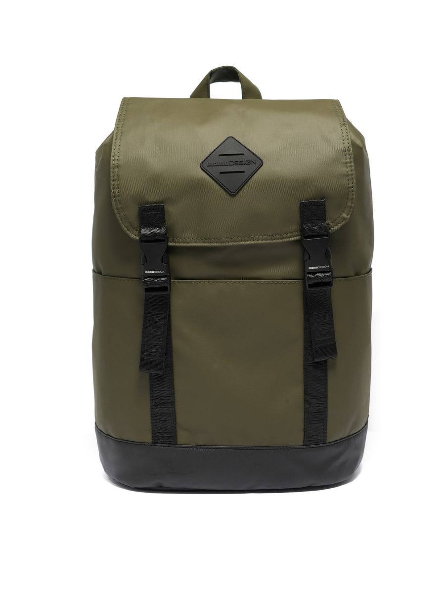 Olivgrüner Nylon-Rucksack mit Klappe