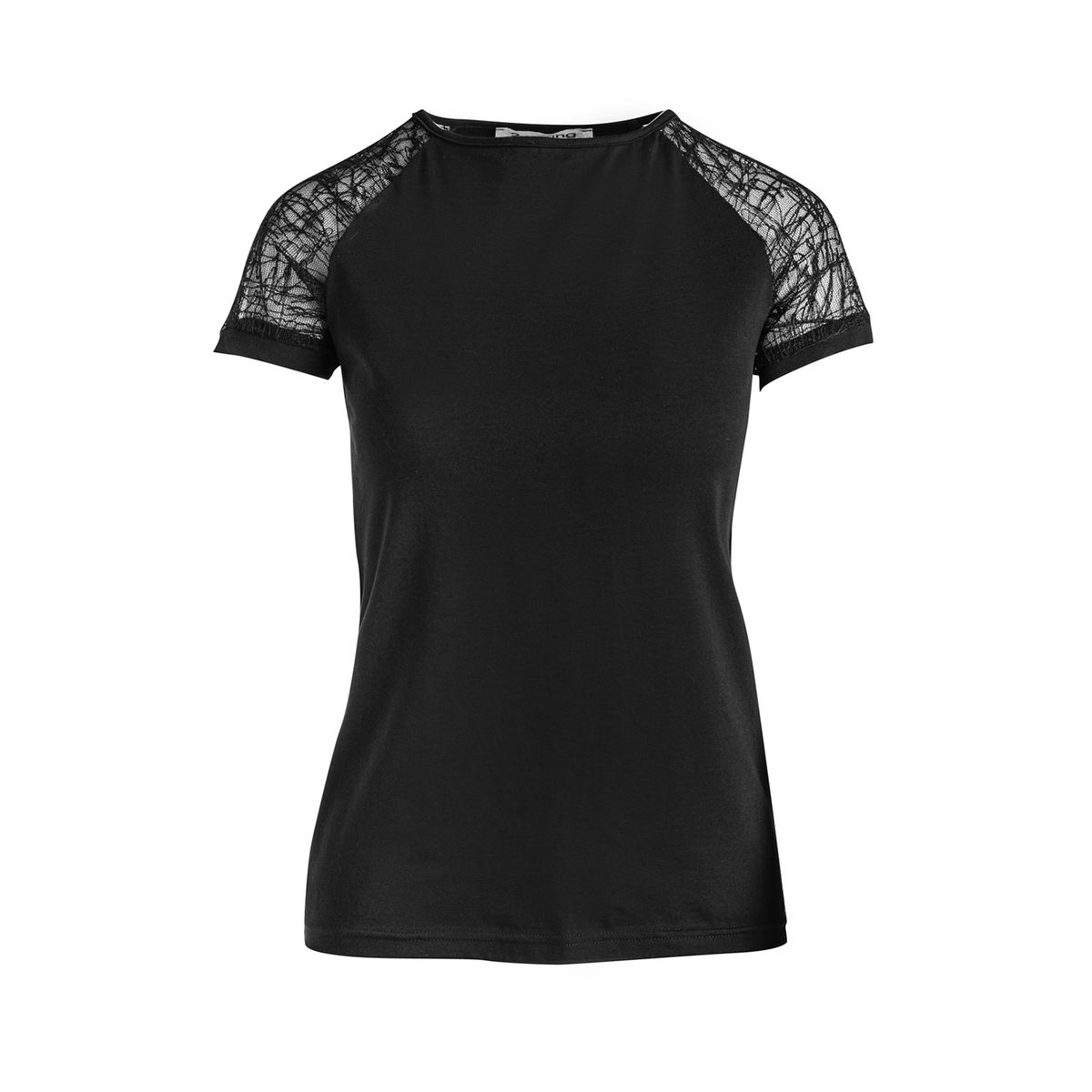 Schwarzes Jersey-Top mit Spitzärmeln