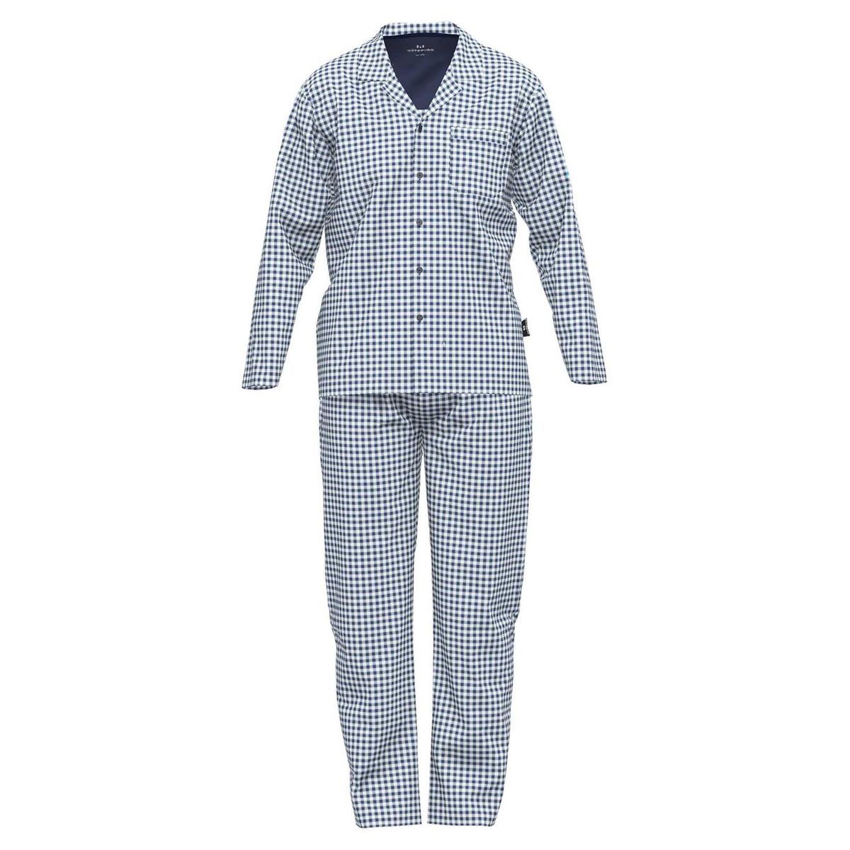 Herren Schlafanzug Kariert Baumwolle Pyjama Set