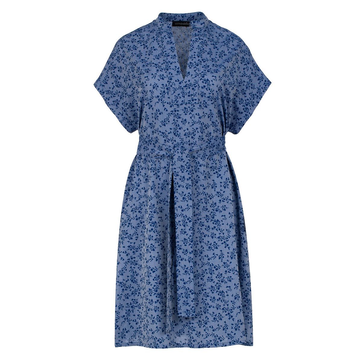 Midi-Kleid mit V-Ausschnitt und Blumendruck