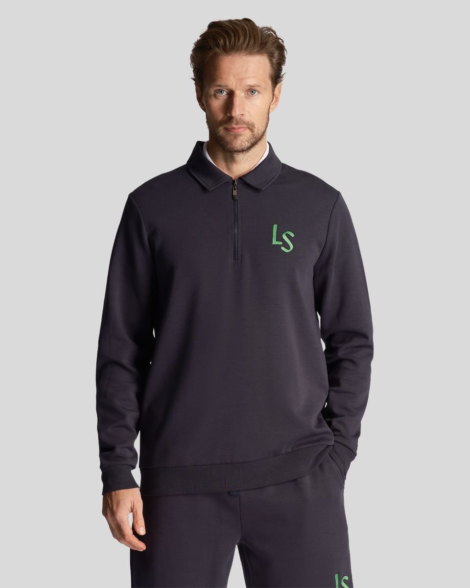 Herren Langarm Sweatshirt mit Viertelreißverschluss