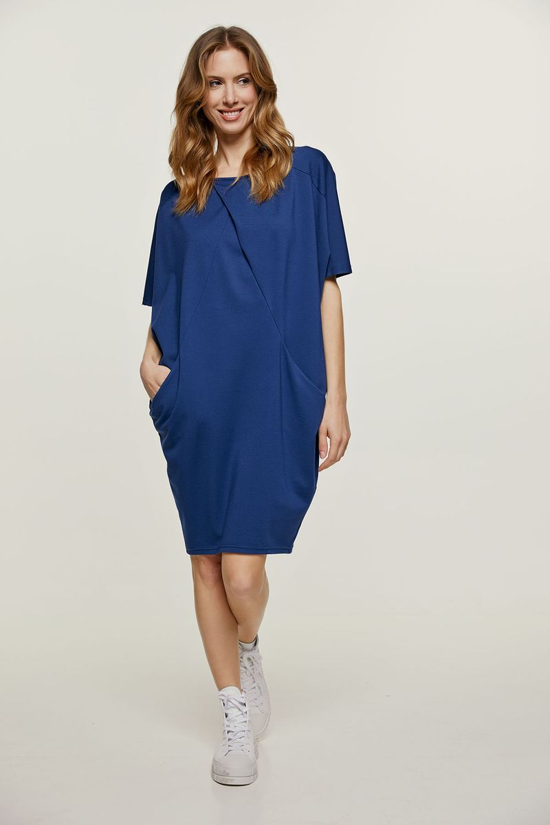 Blaues Punto di Roma Fledermauskleid