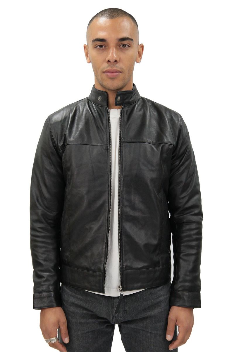 Herren Retro-Leder-Bikerjacke