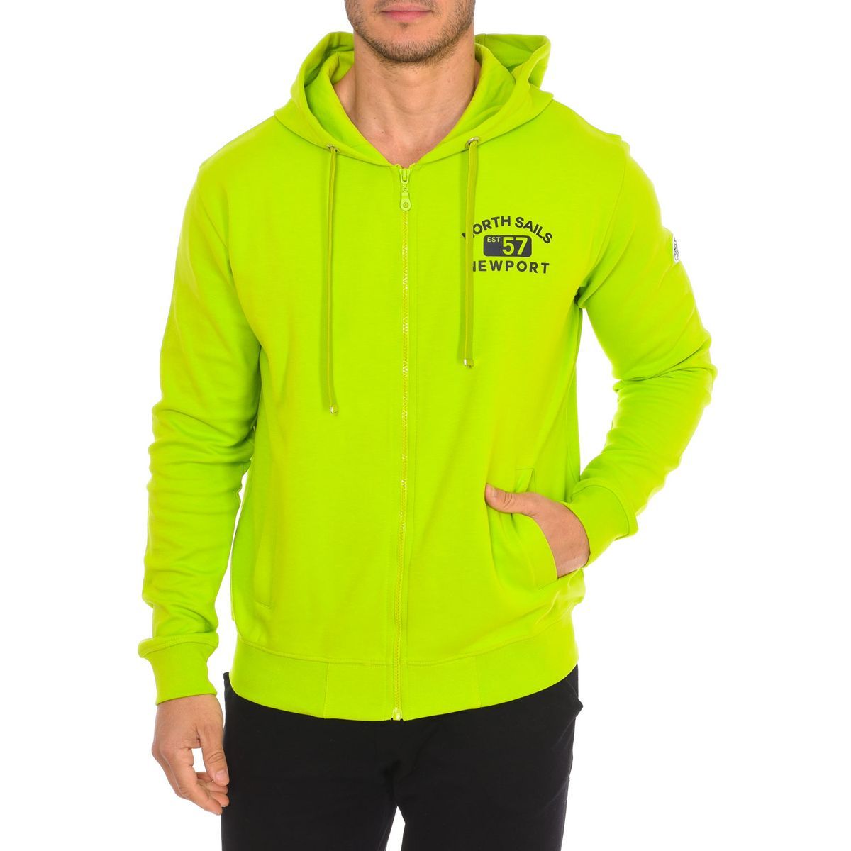 Kapuzenpullover mit Reißverschluss und Brustdruck