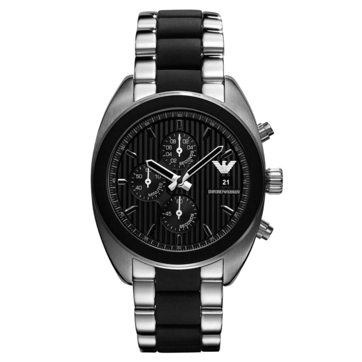 Moderne silber-schwarze Chronographenuhr