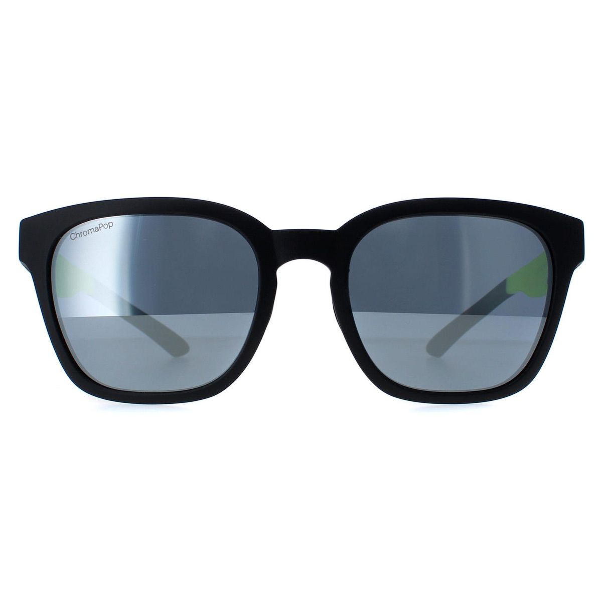 Matte Schwarze Quadratische Sonnenbrille mit Silbergläsern