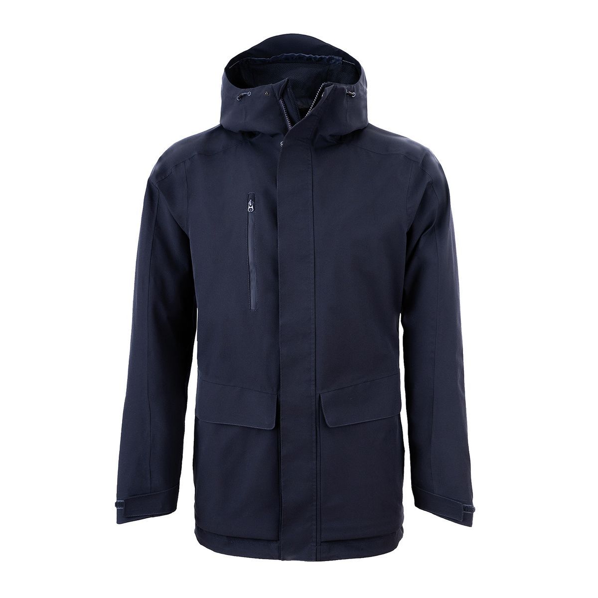 Marineblaue wasserdichte Outdoor-Jacke mit Kapuze