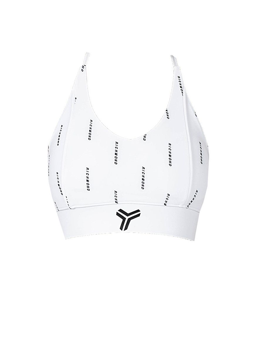 Weißes Sport-BH-Top mit Logo-Print
