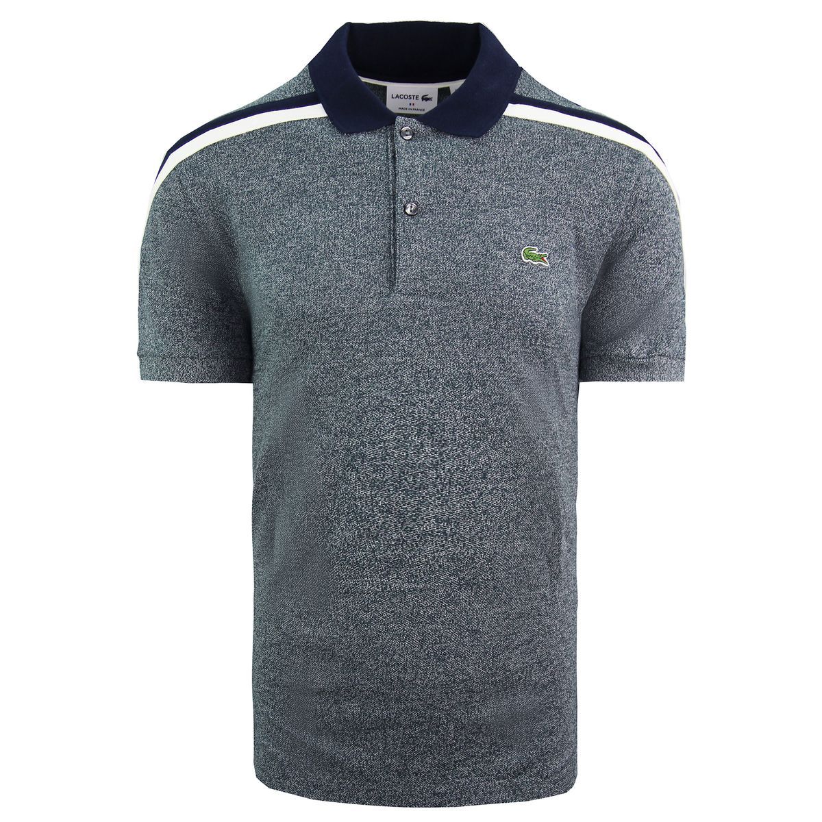 Herren Melange Poloshirt mit Streifen