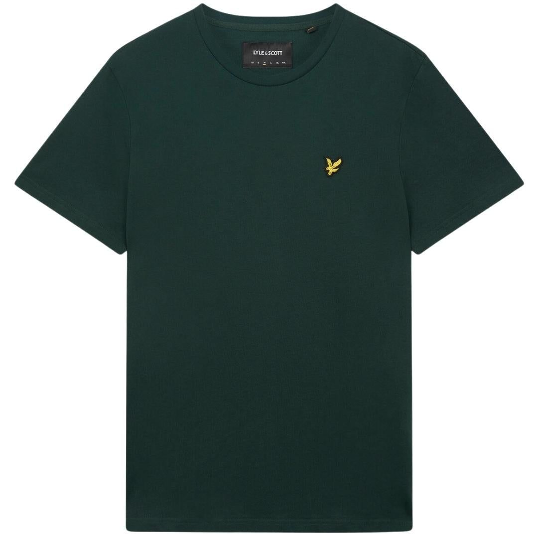 Dunkelgrünes T-Shirt mit Lyle & Scott-Logo auf der Brust