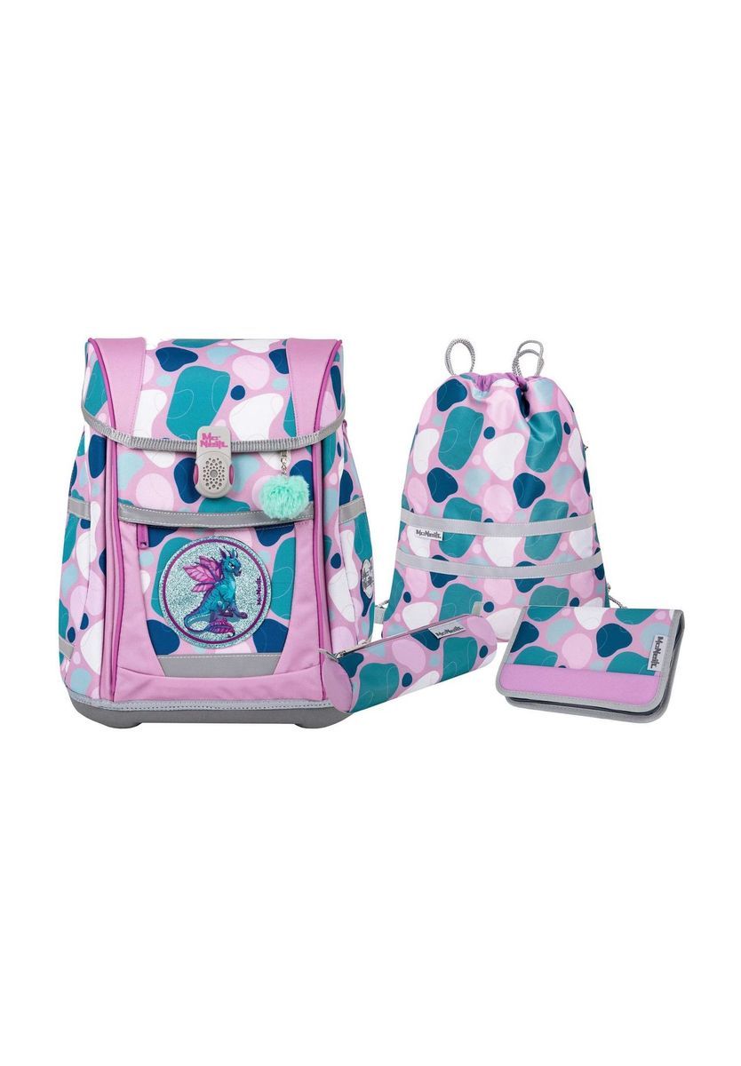 Gemustertes Schulrucksack-Set mit Zubehör