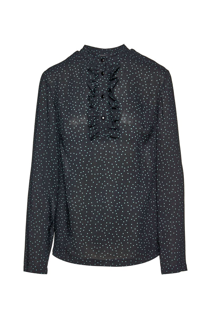 Gepunktete Bluse mit Rüschen