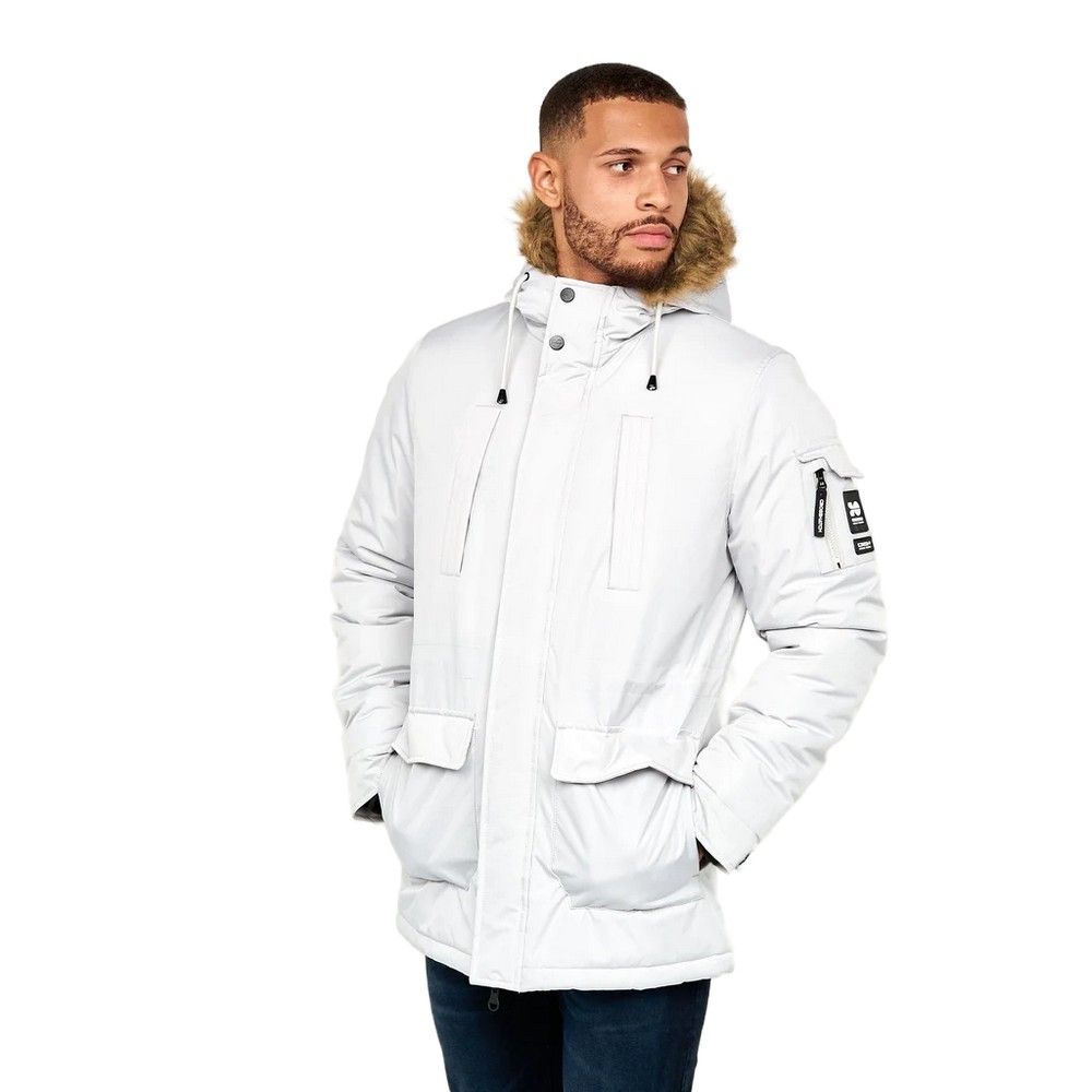 Crosshatch - "Parkmoore" Parka für Herren (Grau/Rosa)