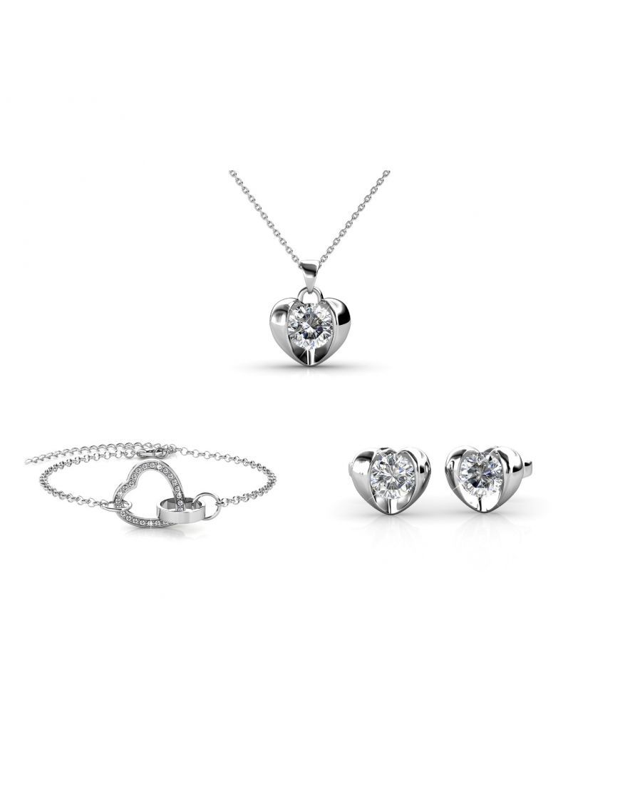 Herz-Schmuckset mit funkelnden Kristallen