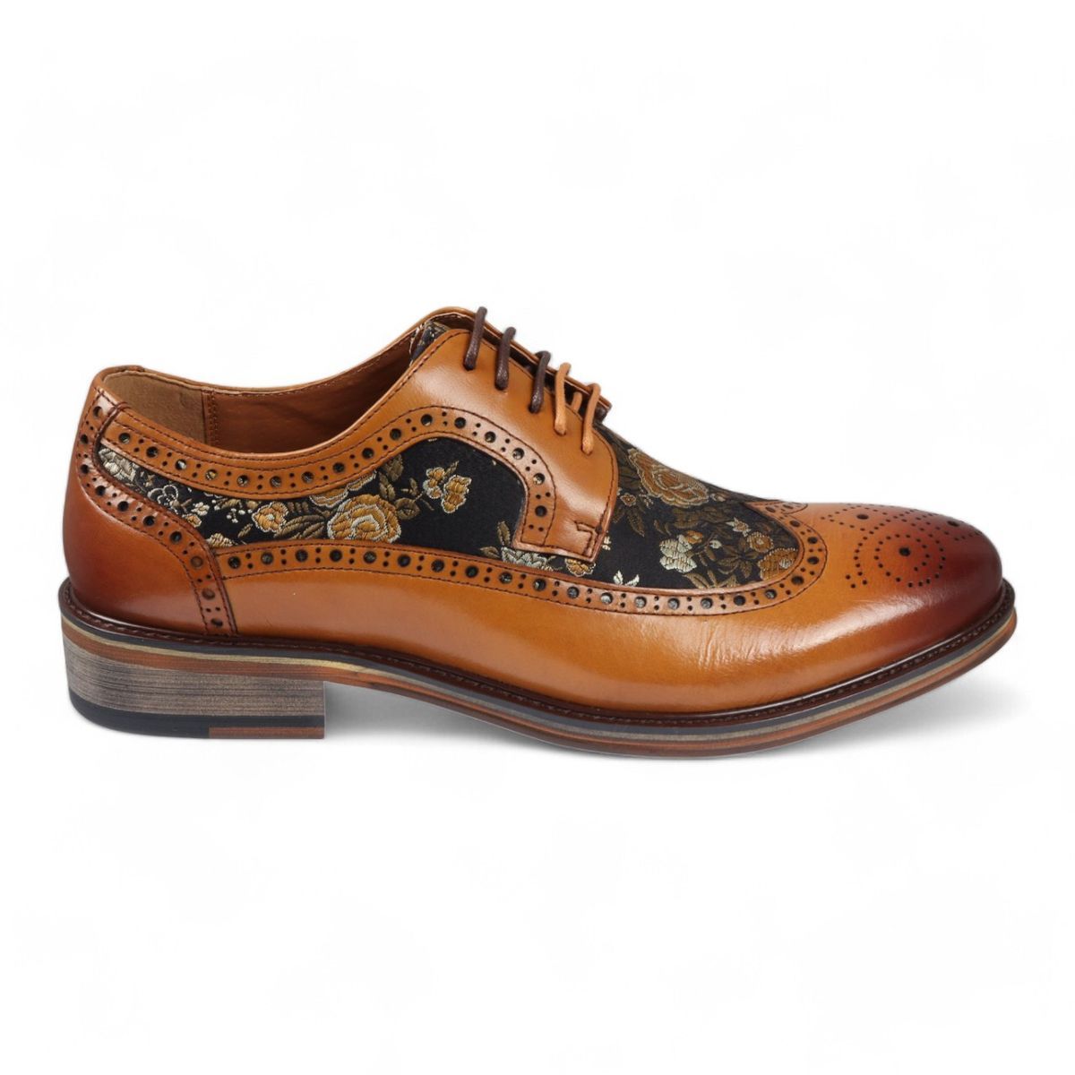 Brogue-Kleiderschuhe aus Leder mit Blumenmuster