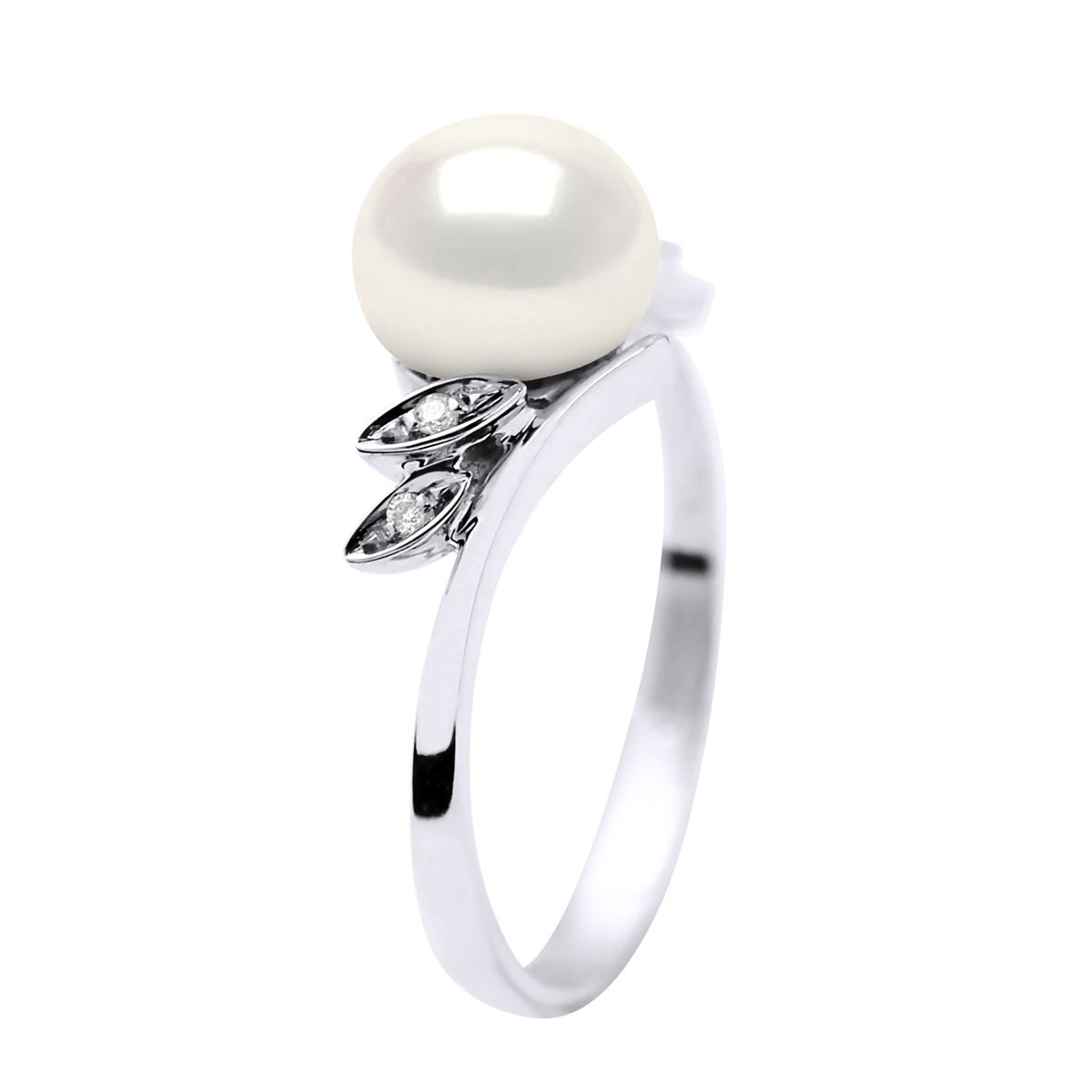Bypass-Ring mit Perle und Diamanten