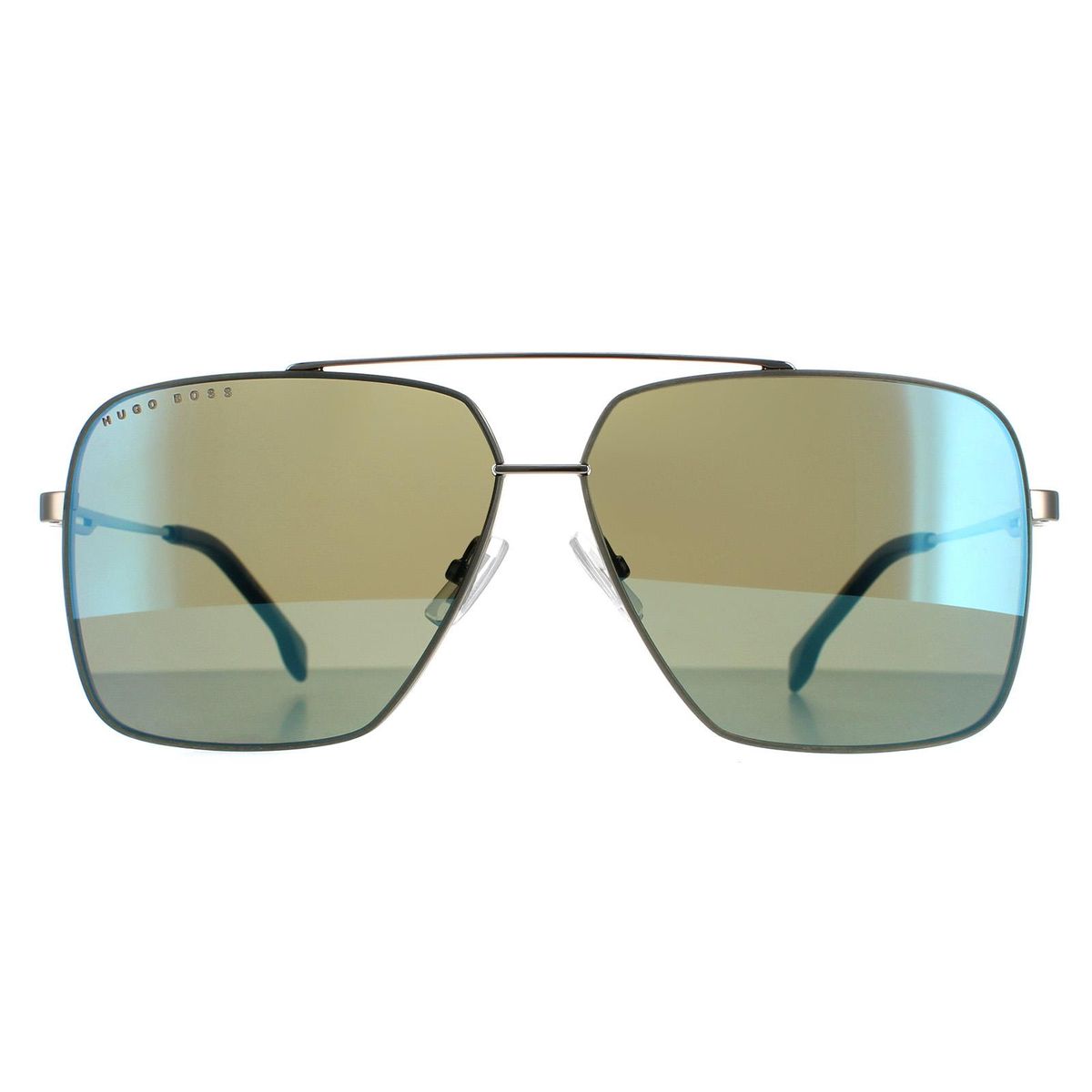 Quadratische Aviator-Sonnenbrille mit Spiegelglas