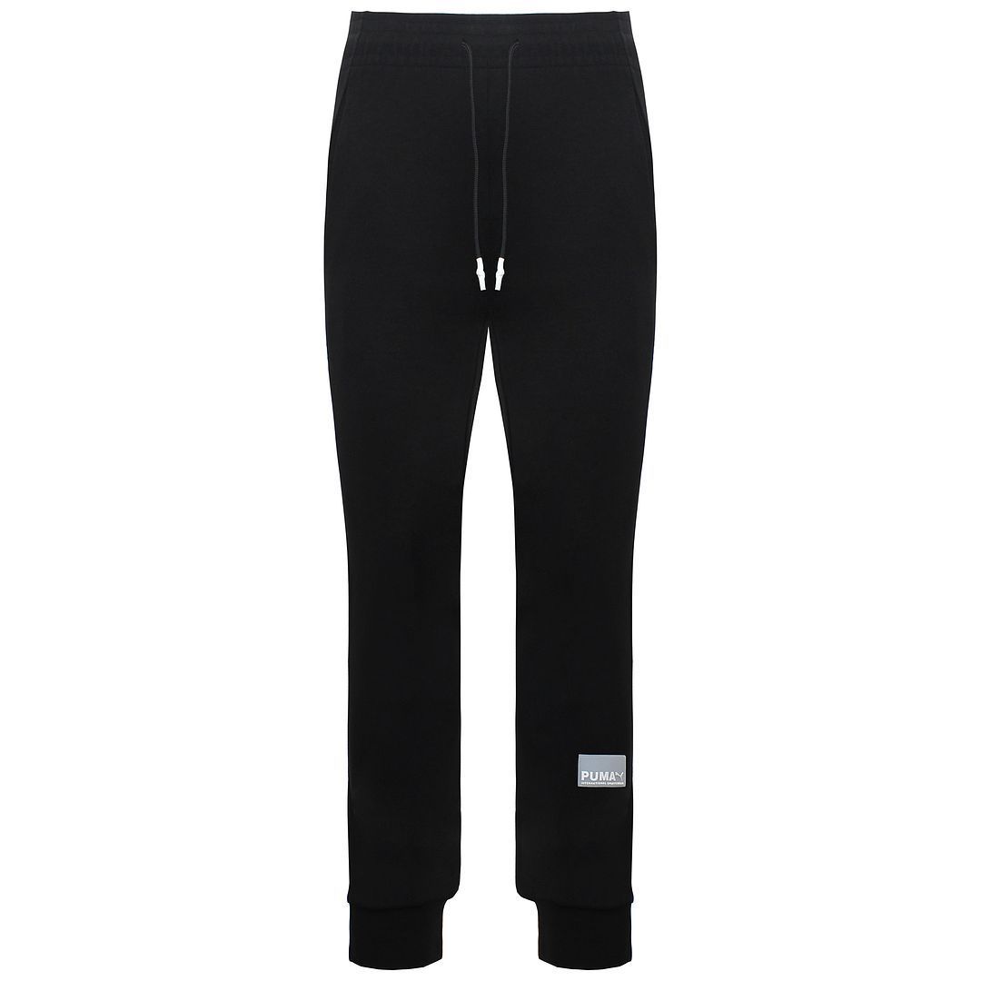 Schwarze Trackpants mit geradem Bein und Logo