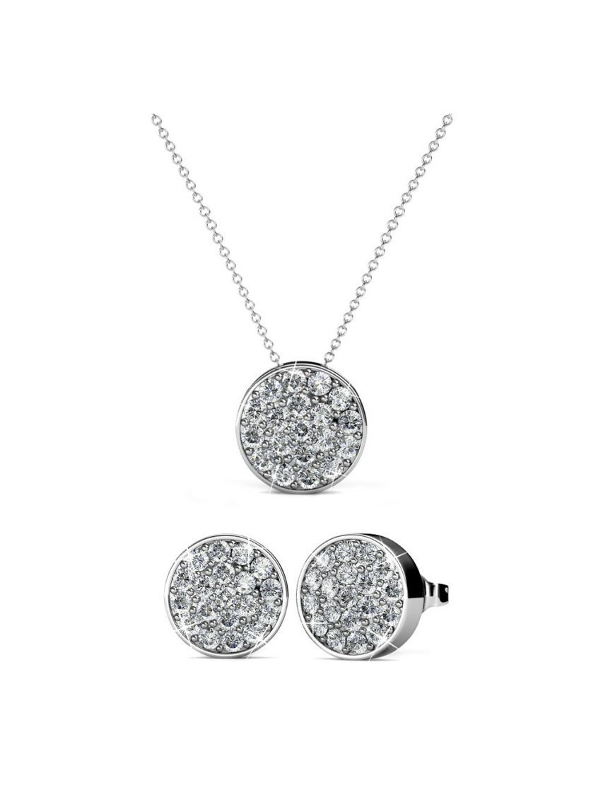 Schmuckset mit Kristall-Pave Rund