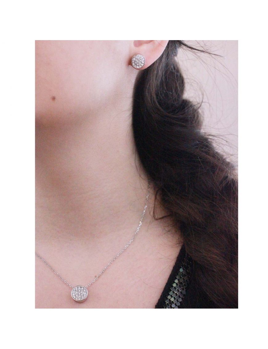 Schmuckset mit Kristall-Pave Rund