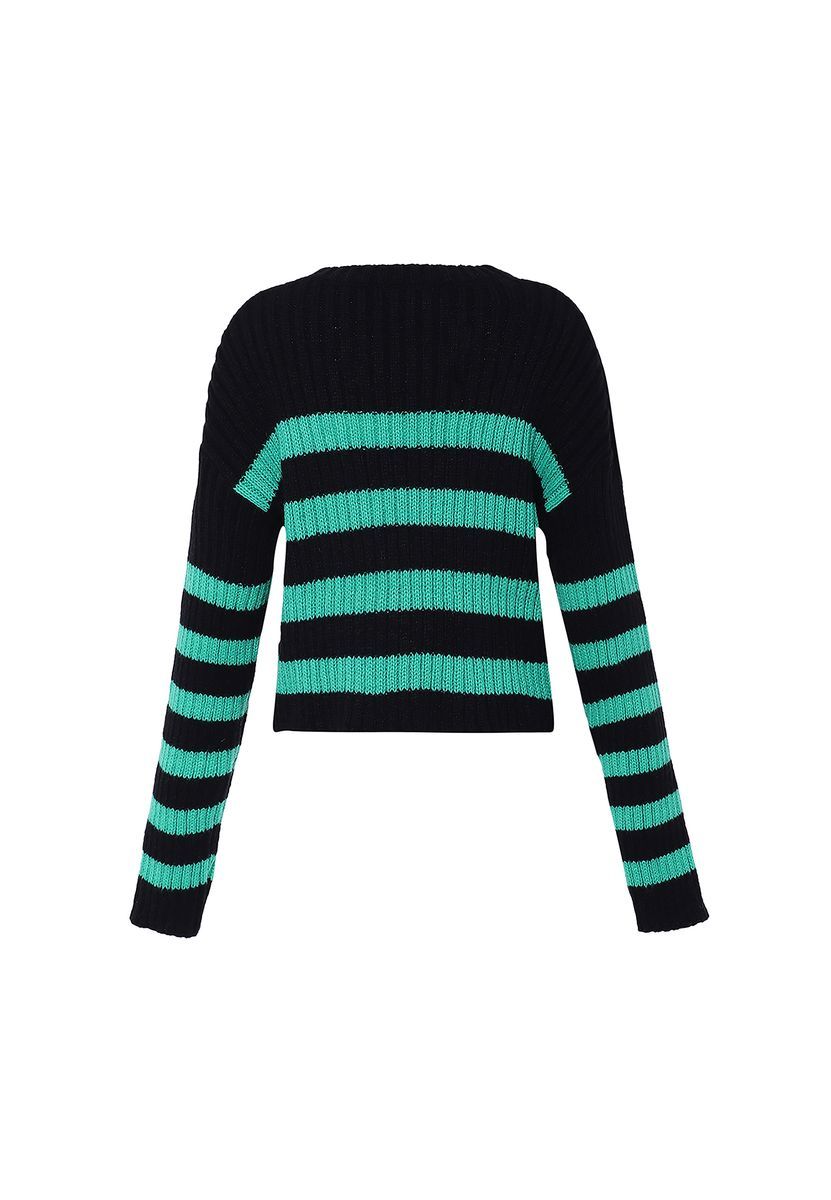 Mymo Strickpullover Damen schwarz grün
