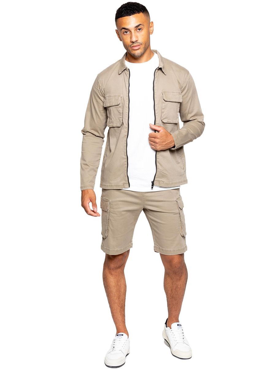 Herren Cargo Outfit Set Beige