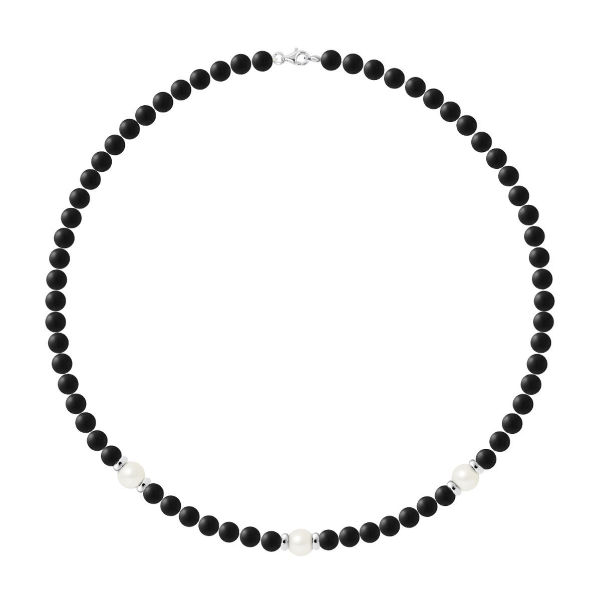 Halskette mit Onyx und Perlen
