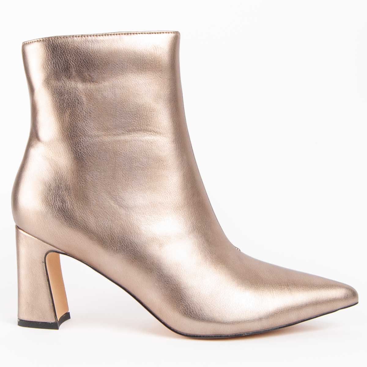 Metallic Stiefeletten mit spitzer Zehe