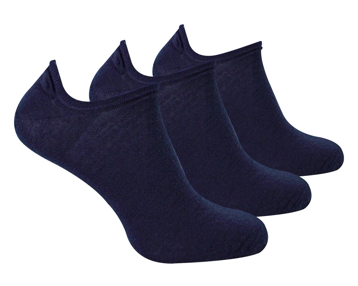 Steven - 3 Paare Multipack Herren Merinowolle unsichtbare Socken - Navy