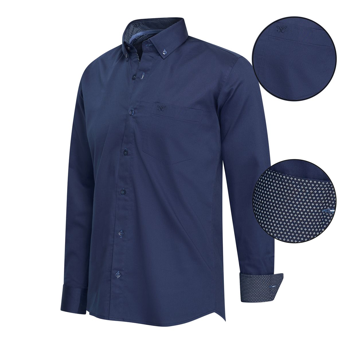 Herren Marineblaues Hemd mit normaler Passform
