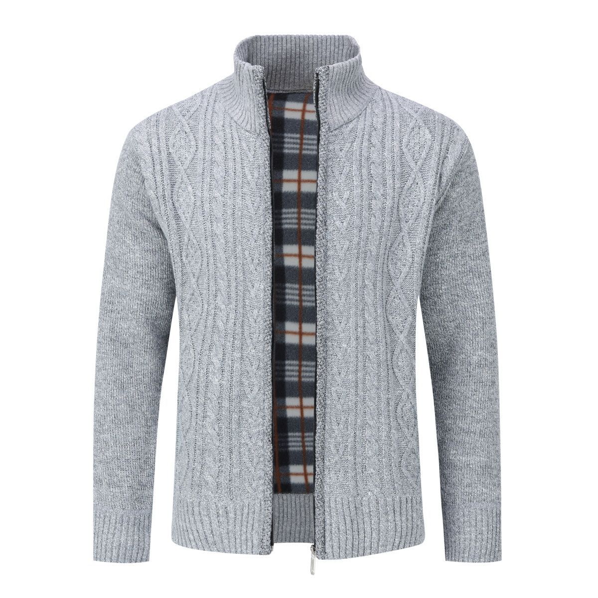 Herren Zopfstrick-Cardigan mit Reißverschluss