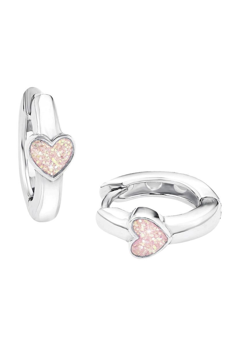 Funkelnde Herz Silber Creolen