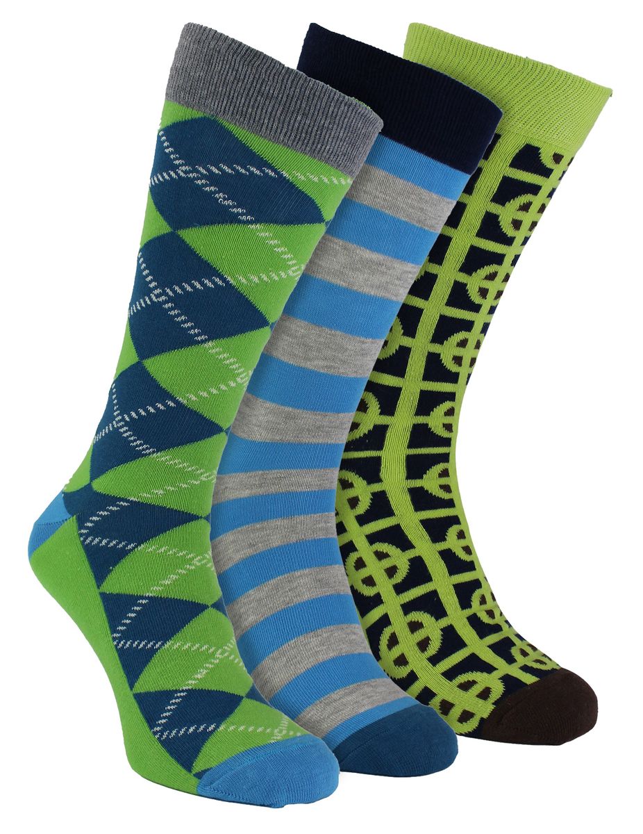 HS von Happy Socks - Herren 3er Pack Klassische Struktur Socken - Target (Grün)